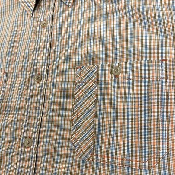 Haggar Life Khaki Button Up Mens Size XL Orange Tan Plaid Long Sleeve Gorpcore - Picture 12 of 13